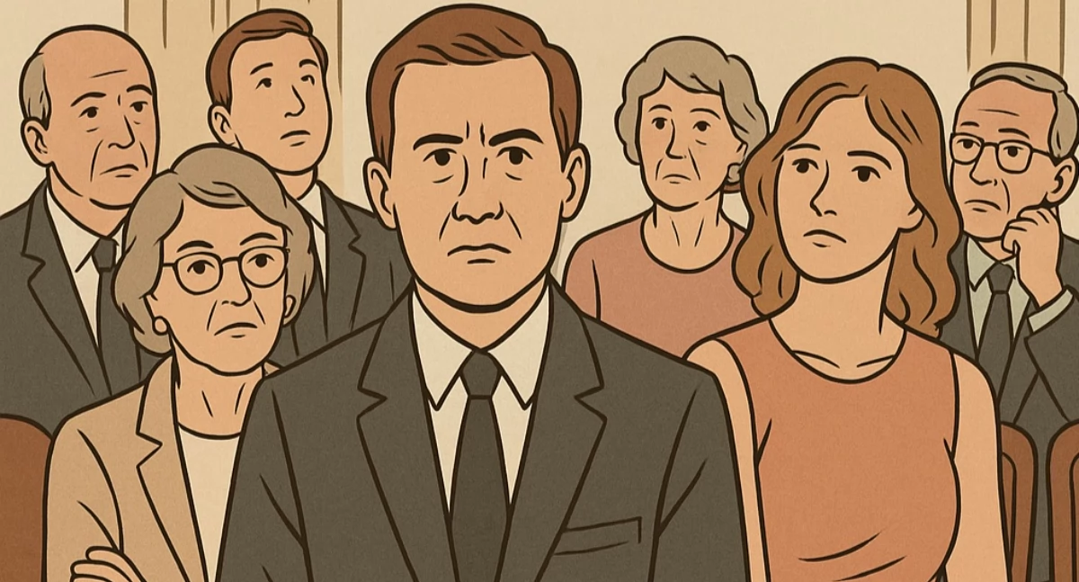 Pan włodarz się spóźnia, wszyscy na niego czekają. Grafika AI/chatgpt