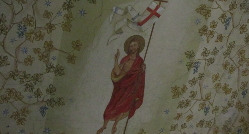 Chrystus Zmartwychwstały. Fragment polichromii z kościoła św. Bartłomieja w Łękach Górnych.