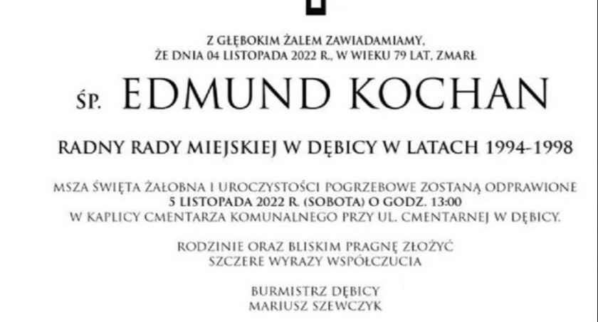 Kondolencje Burmistrza Dębicy